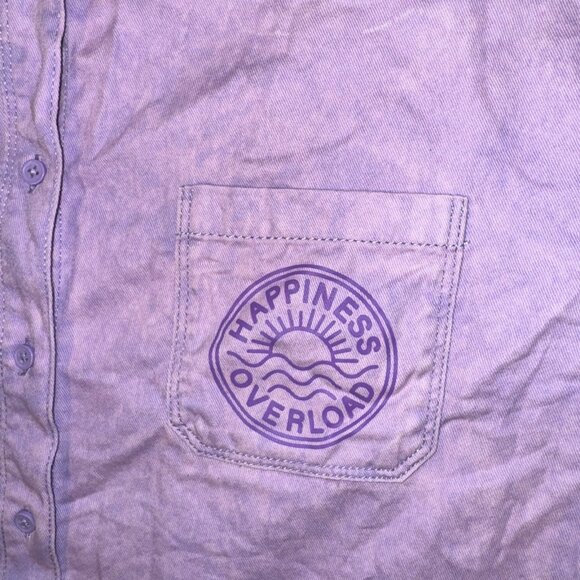 Hello Kitty Sanrio Jacket Shirt Sz XL 12-14 Button Up Purple Happiness Overload - Picture 3 of 6